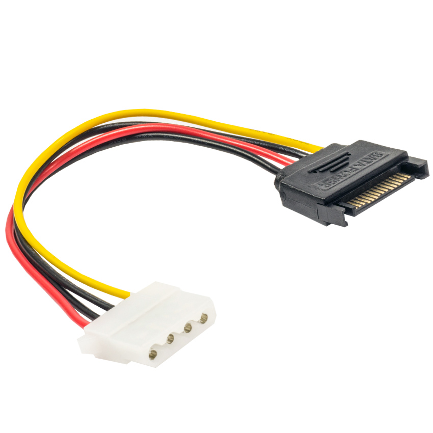 Кабель питания Serial ATA 4pin Molex на 15pin SATA 15 см - фото 1