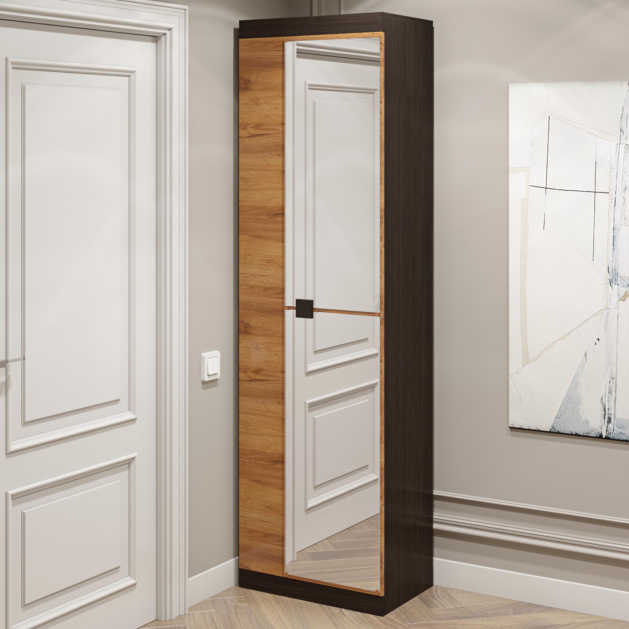 Шафа розпашна Еверест Соната-600 з дзеркалом Венге темний/Дуб крафт золотий (EVR-2634) - фото 2 Шафа розпашна Еверест Соната-600 з дзеркалом Венге темний/Дуб крафт золотий (EVR-2634) - фото 2