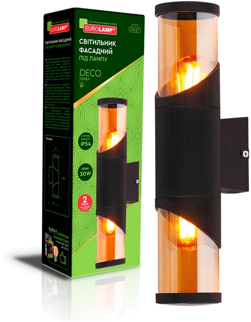 Светильник фасадный Eurolamp DECO S под лампу 2хЕ27 IP54 Черный (BRA-2xE27DECOS)