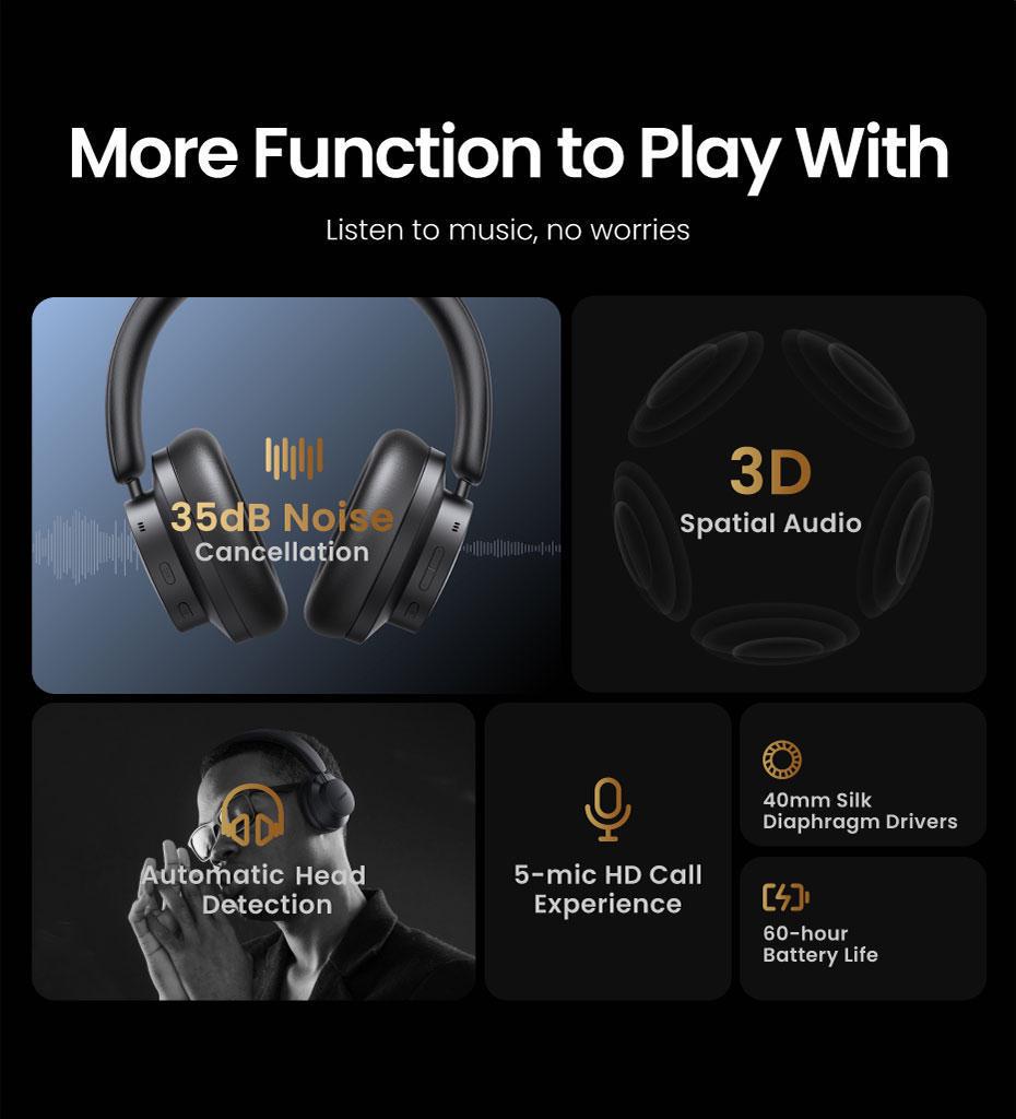 Навушники бездротові UGREEN HiTune Max 3 Bluetooth 5.0 Чорний (90422) - фото 2 Навушники бездротові UGREEN HiTune Max 3 Bluetooth 5.0 Чорний (90422) - фото 2