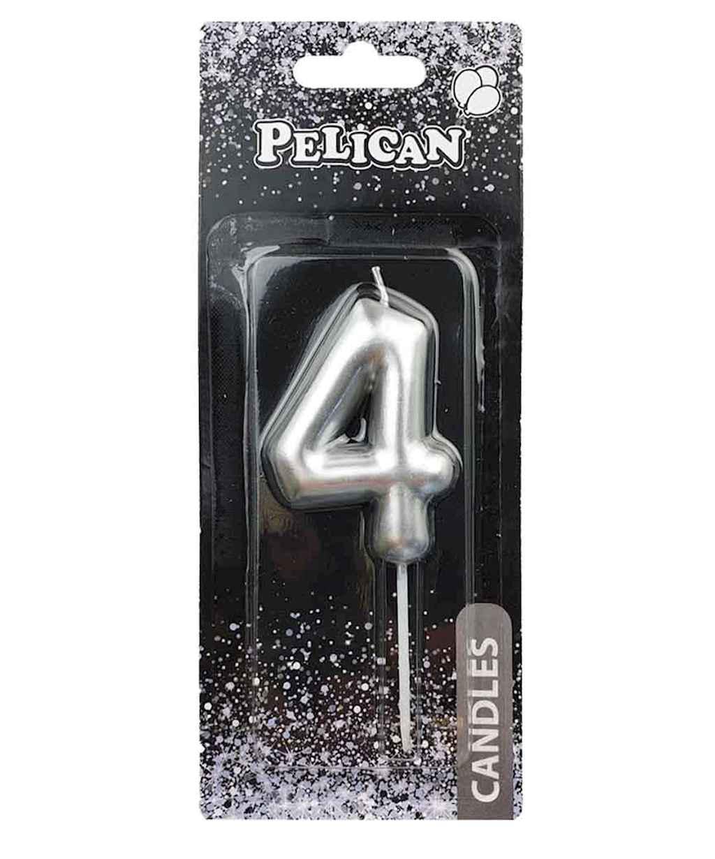 Свеча для торта Pelican 4 6 см Серебристый (866024)