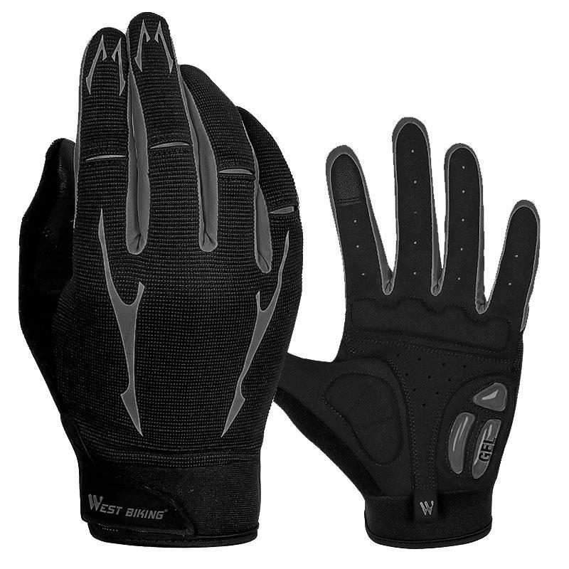 Перчатки велосипедные спортивные West Biking 0211191 XL Grey с пальцами