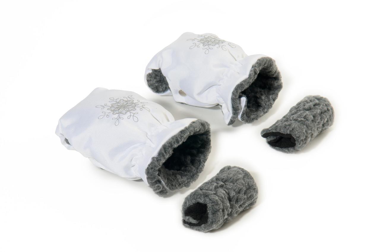 Рукавички-муфта на коляску Ok Style Сніжинка Білий