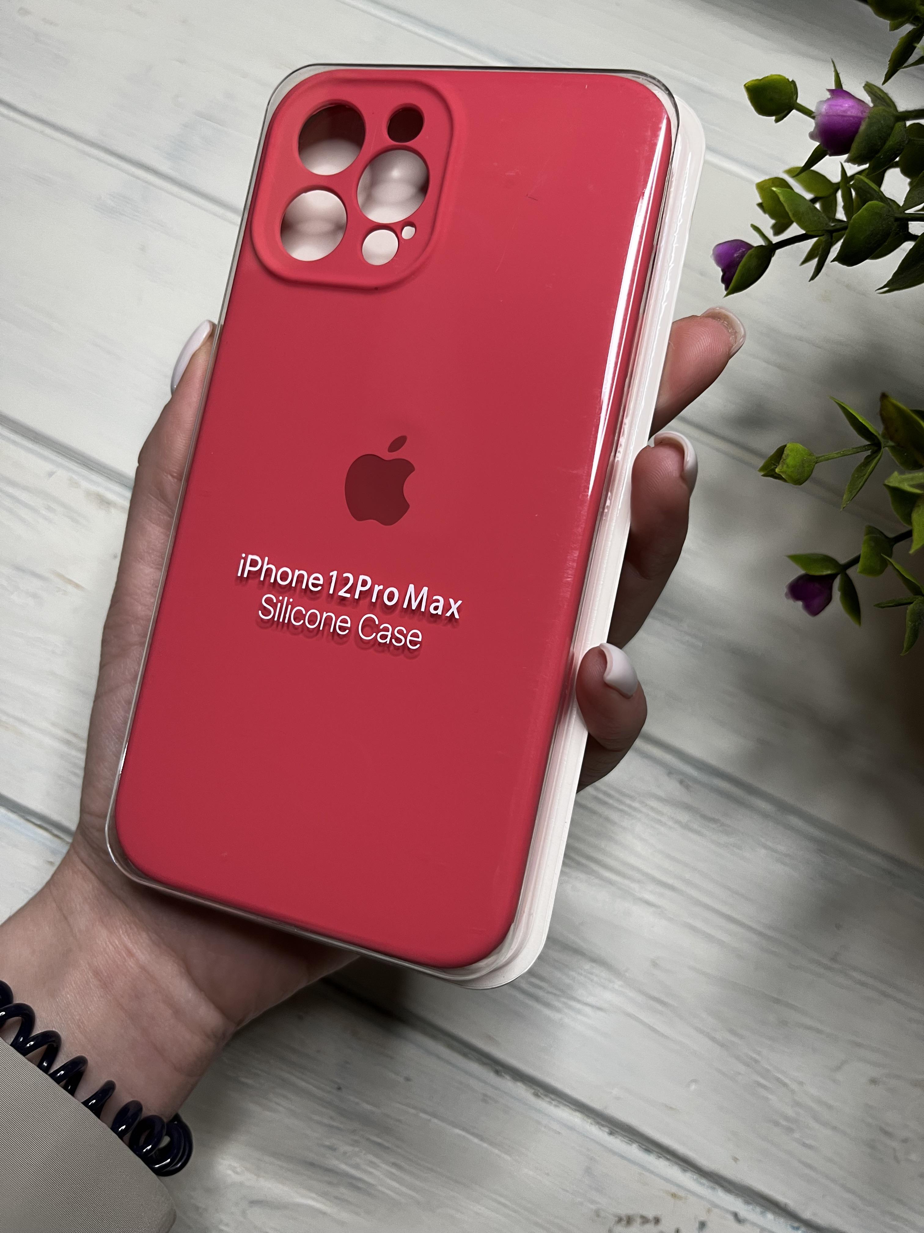 Чехол накладка на iPhone (Айфон) 12 Pro Max квадратные борта silicone case full camera Apple