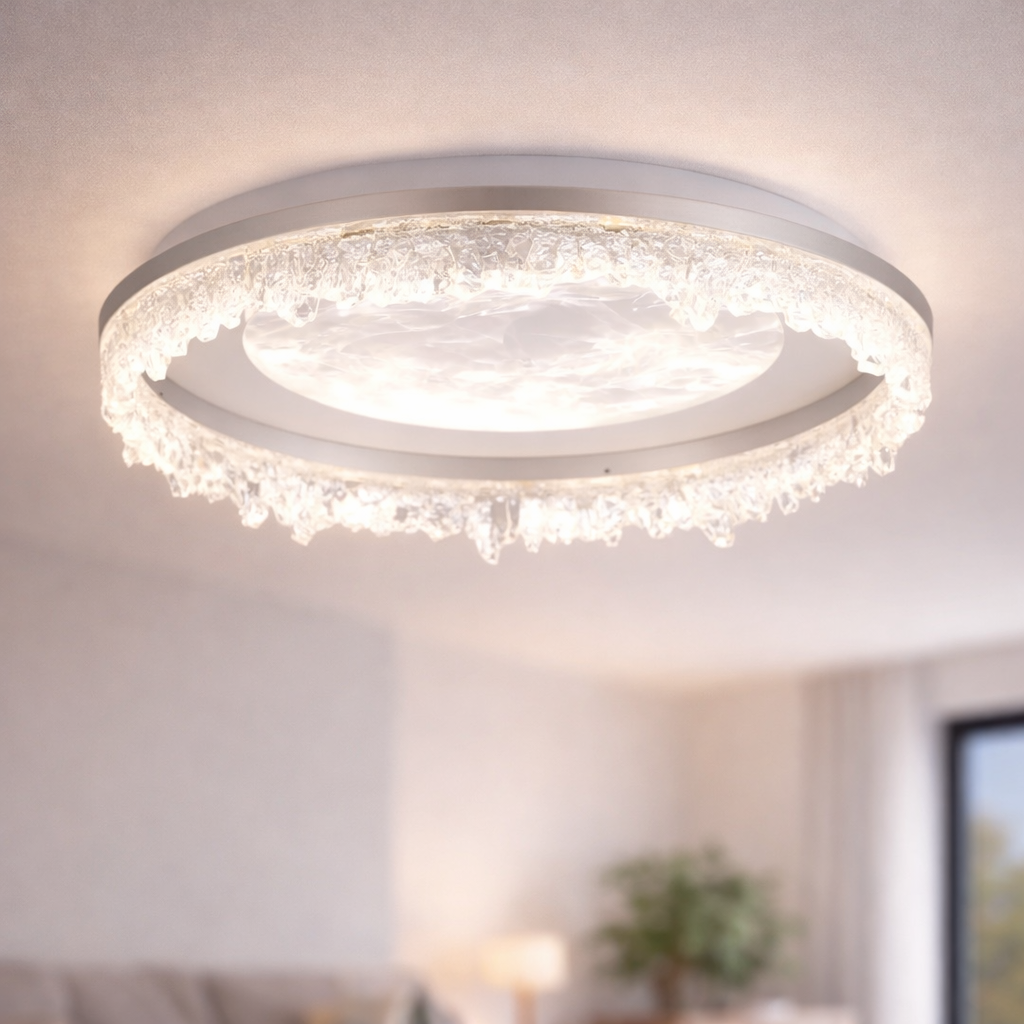 Люстра светодиодная Valeso 80W с рельефным рассеивателем 3000K-6500К с пультом Белый/серебро (G 3238/400 WT+Silver)