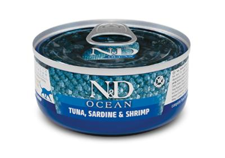 Корм для кошек беззерновой влажный Фарміна N&D GF GF OCEAN TUNA SARDINE & SHRIMP тунец/сардина/креветка 70 г (02017)
