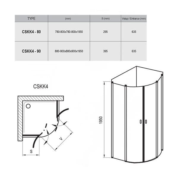 Душова кабіна Ravak Chrome CSKK4 3Q140C00Z1 80x80x195 см Хром (119265) - фото 2