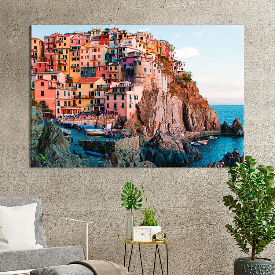 Картина город Город на морской скале 80x54 см (A698-1)