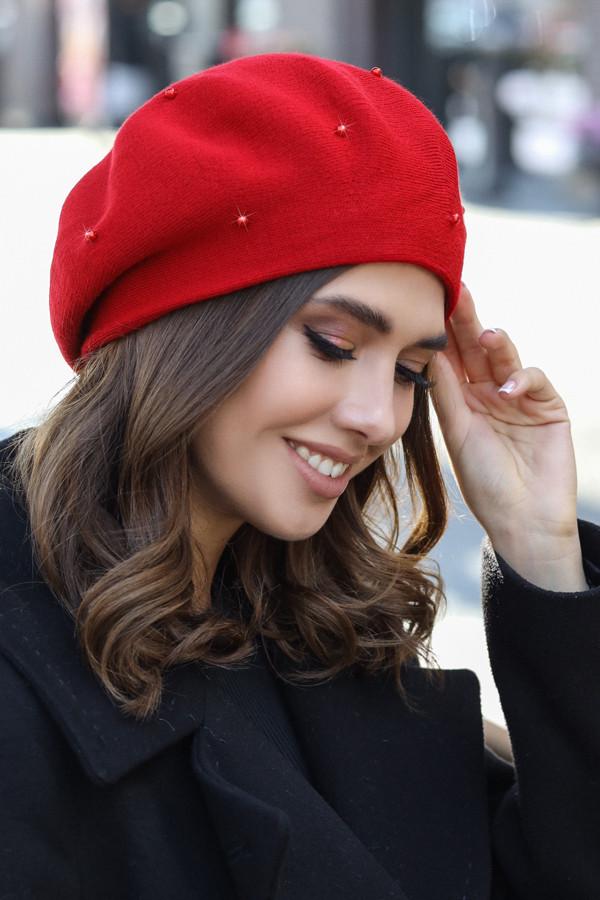 Берет классический с бусинами Красный (6071)