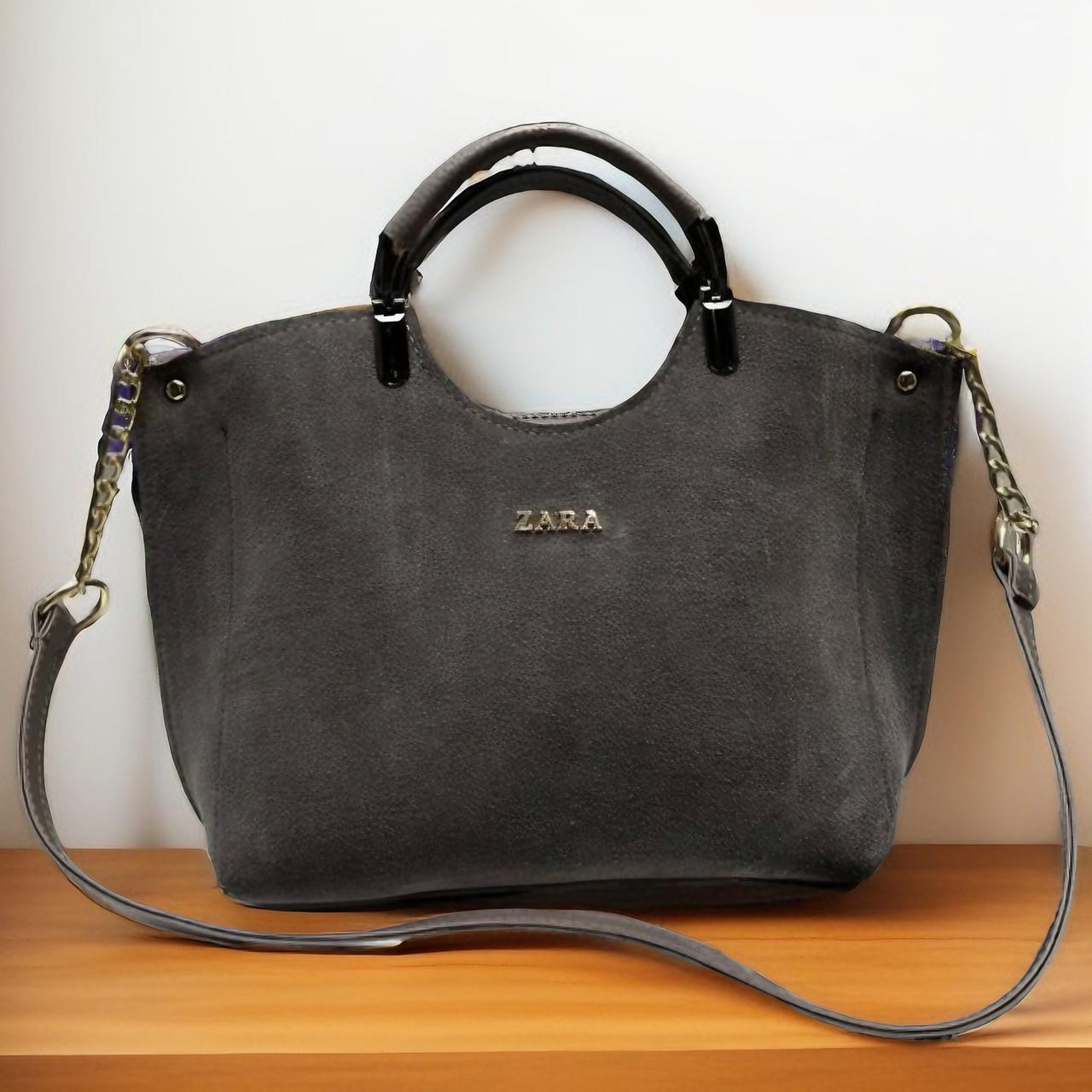 Сумка женская современная городская экокожа/натуральная замша 27-33х22х11 см Капучино