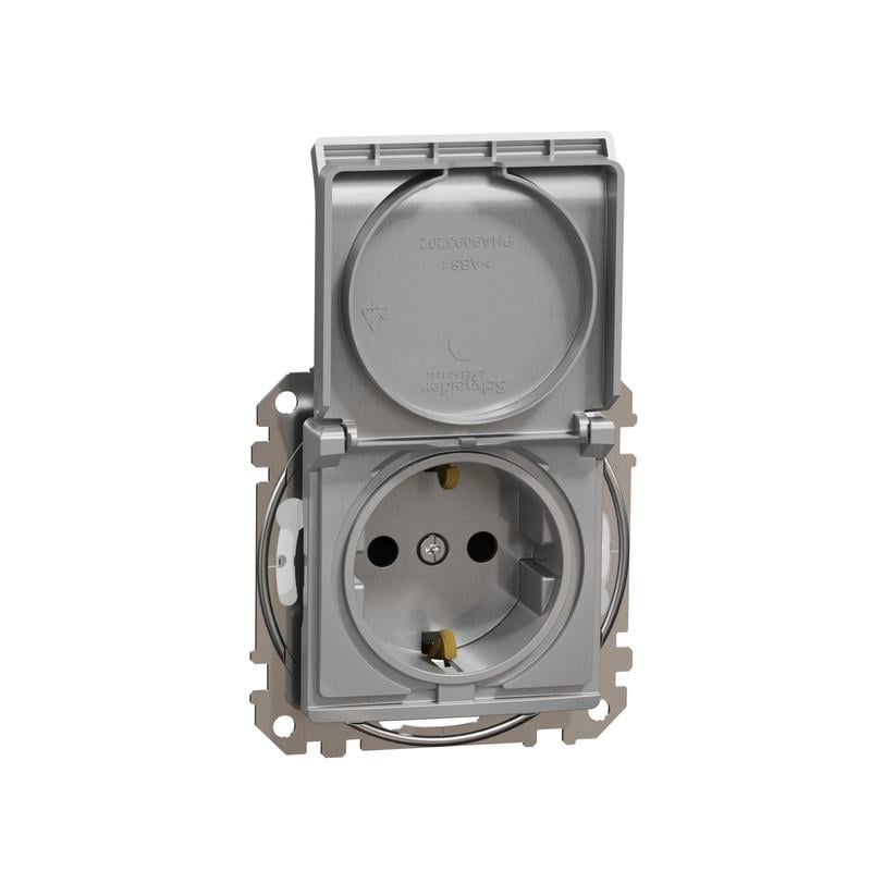 Розетка Schneider Electric Sedna Design&Element с з/к с шторками и крышкой IP44 ABS-UV Алюминий (SDD213024) Розетка Schneider Electric Sedna Design&Element с з/к с шторками и крышкой IP44 ABS-UV Алюминий (SDD213024)