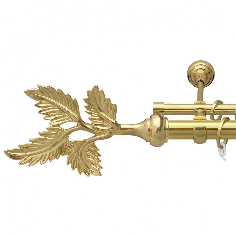 Карниз металевий Orvit Папороть дворядний відкритий/гладка труба/кільце фасонне металеве Золото 25/16 мм 160 см (7035445)