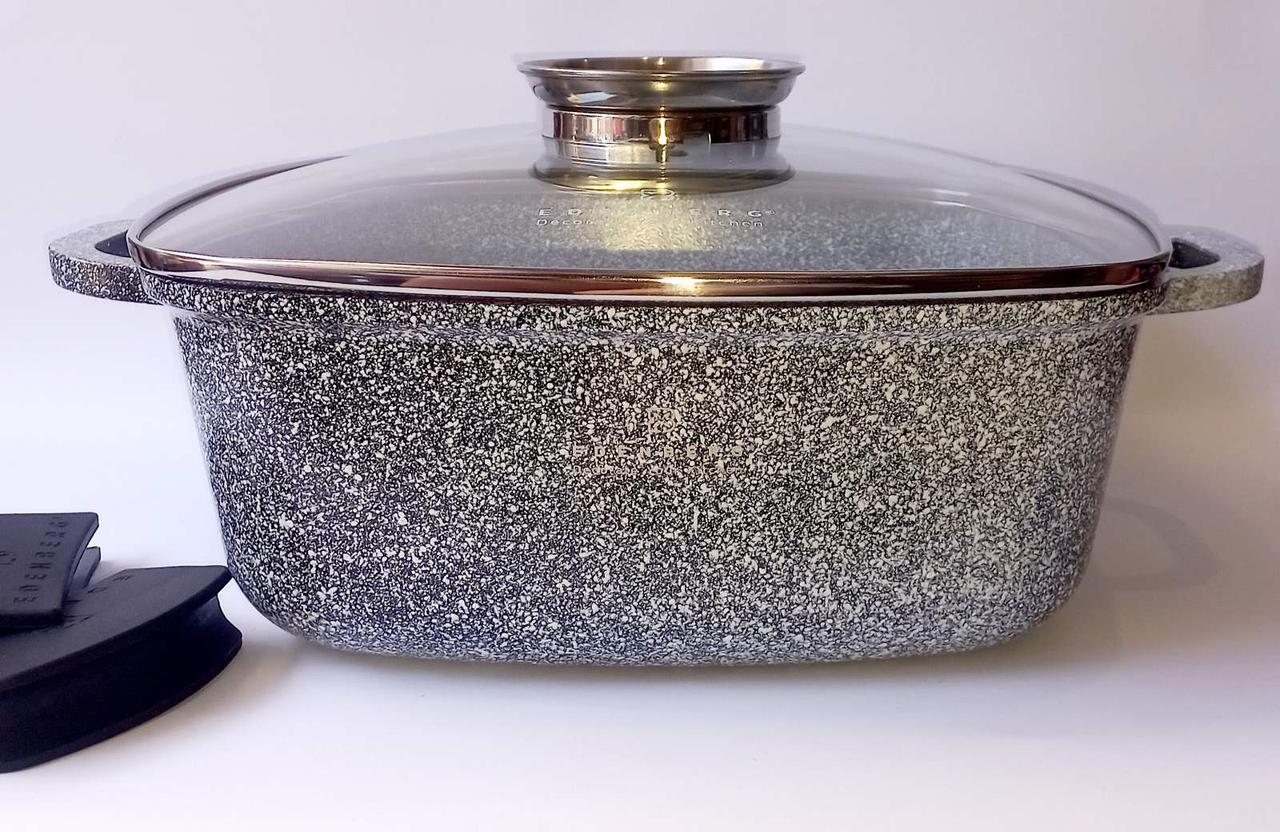 Кастрюля зі скляною кришкою Edenberg EB-3975 квадратна з гранітним покриттям 6,5 л (EB-3975) - фото 3