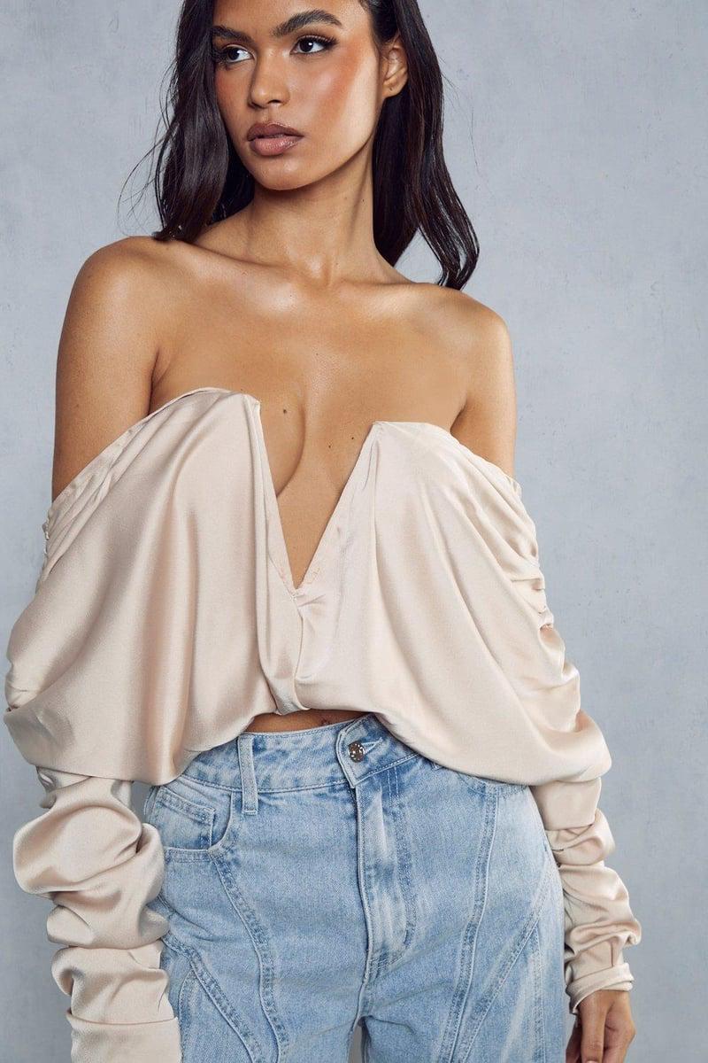 Блуза MISSPAP укороченная с вырезом 5XL Бежевый (6196952) - фото 3 Блуза MISSPAP укороченная с вырезом 5XL Бежевый (6196952) - фото 3