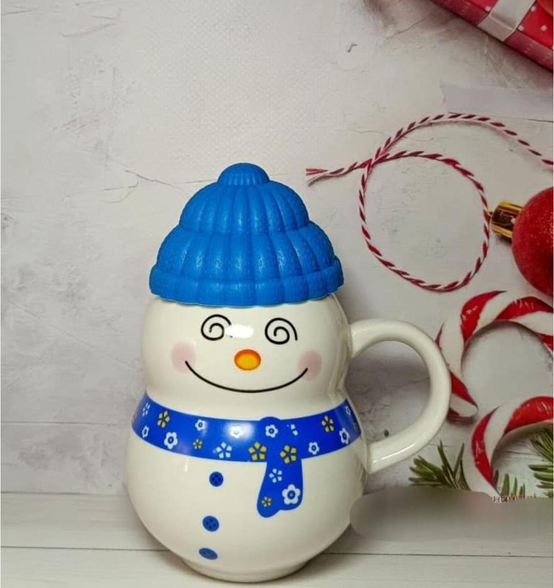 Чашка новогодняя Olens Снеговик керамика 340 мл Синий (8030-291-2) Чашка новогодняя Olens Снеговик керамика 340 мл Синий (8030-291-2)