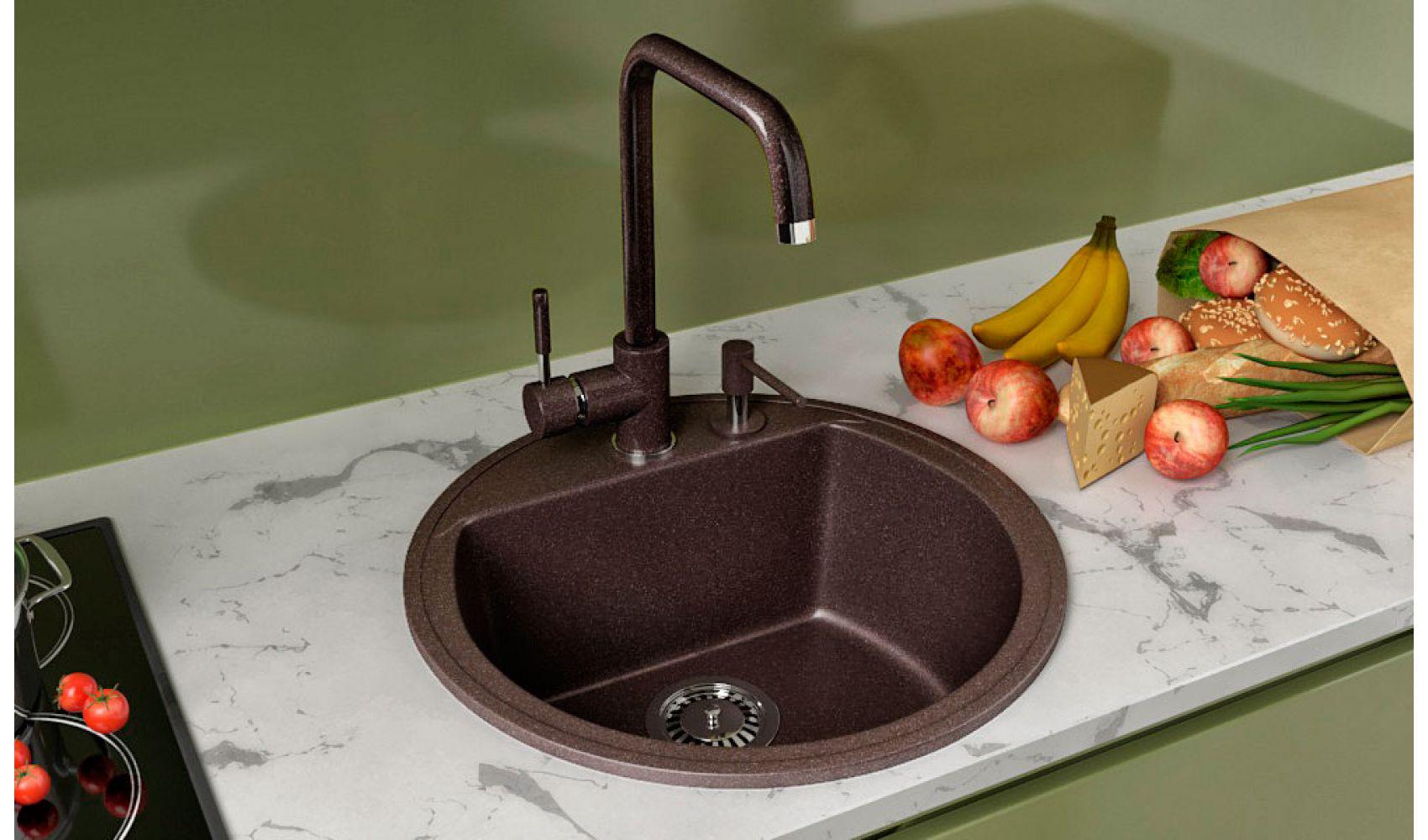 Кухонна мийка Lexona Ella гранітна Коричневий - фото 2 Кухонна мийка Lexona Ella гранітна Коричневий - фото 2