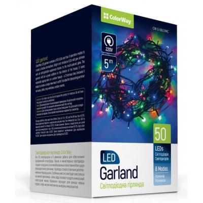 Гірлянда ColorWay LED 50 5 м 8 функцій 220V Різнокольоровий (CW-G-50L5VMC) - фото 3 Гірлянда ColorWay LED 50 5 м 8 функцій 220V Різнокольоровий (CW-G-50L5VMC) - фото 3