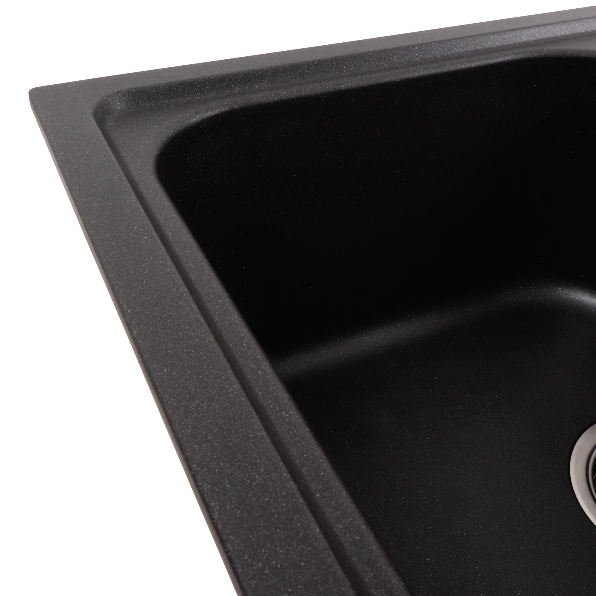 Мийка кухонна Platinum PLS-A41288 дві чаші гранітна прямокутна 785x498 мм Чорний (25968510) - фото 4