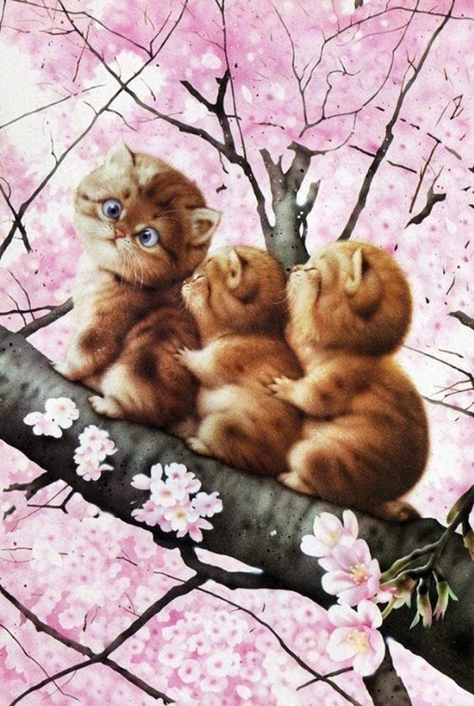 Алмазна мозаїка Emerald Craft Кошенята на квітучій вишні 20x30 см (23533)