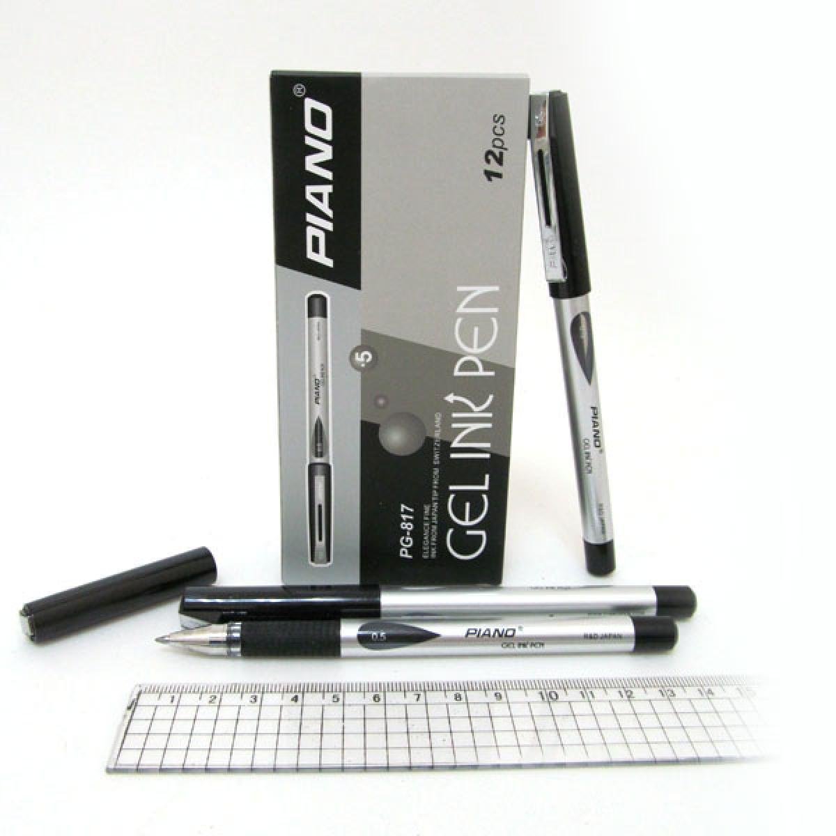 Ручка гелева Piano 817-PG_bk 0,5 мм 12 шт. в уп. Чорний (MTT-131508)
