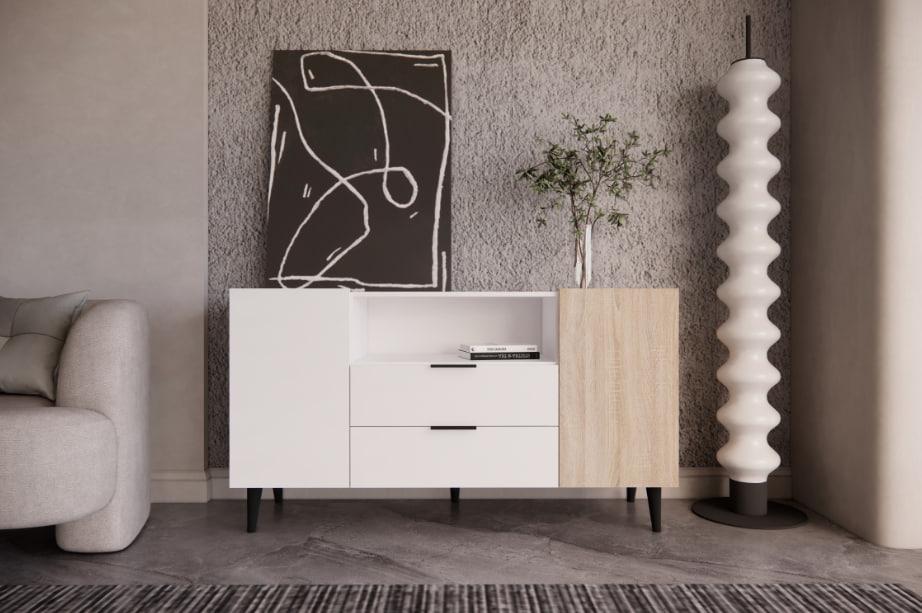 Комод с двумя ящиками и двумя секциями с дверцей (RM2B2F1480WHWHDS)