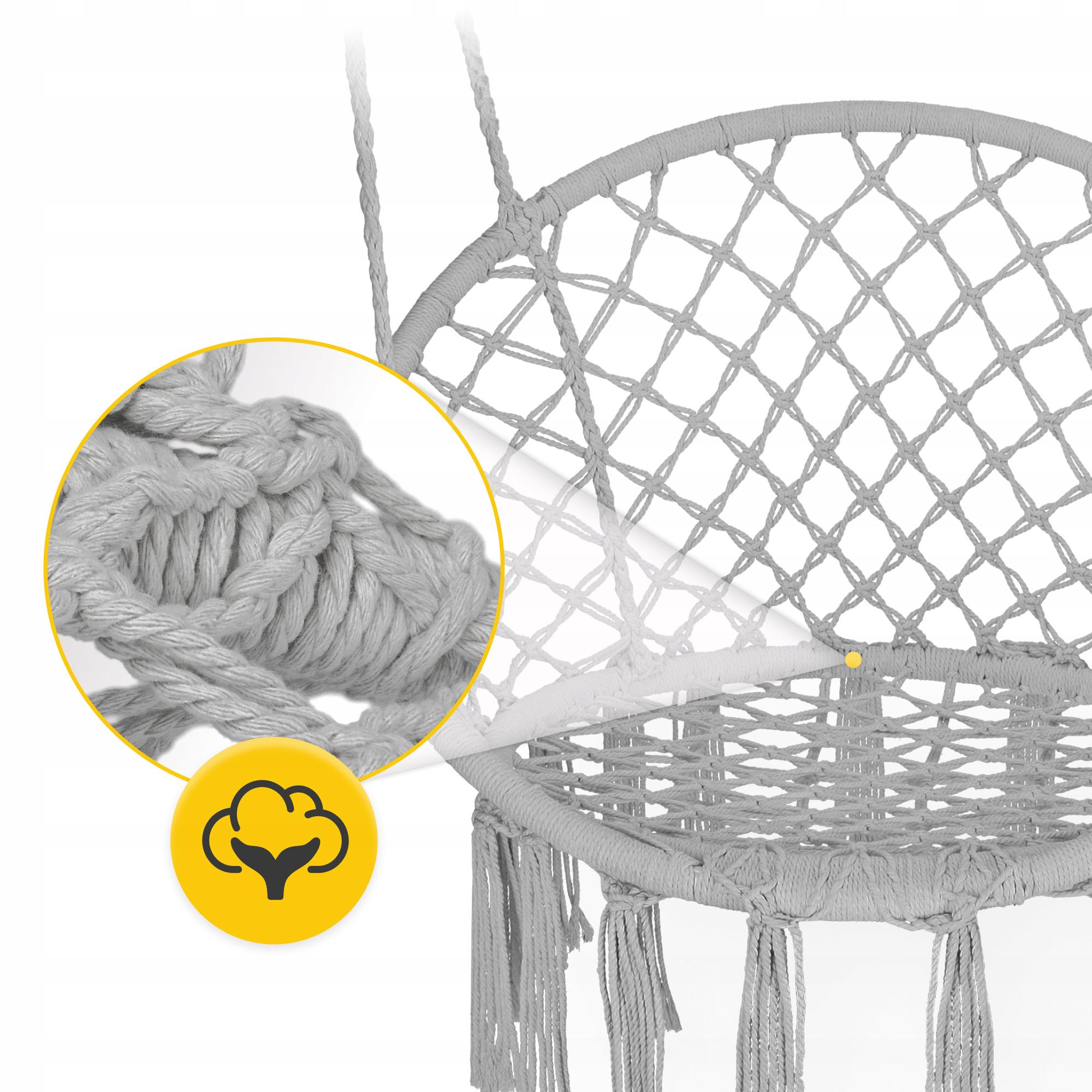 Кресло-качели подвесное 4fizjo Boho Dream плетеные 80 см Grey (P-5905973404525) - фото 8 Кресло-качели подвесное 4fizjo Boho Dream плетеные 80 см Grey (P-5905973404525) - фото 8