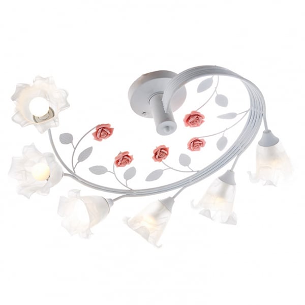 Люстра потолочная Flora на 6 ламп в форме цветка Белый (SA002/6)