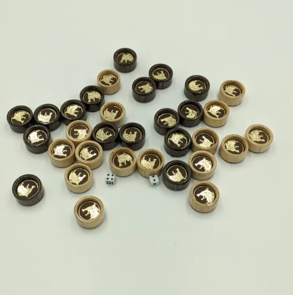 Фишки для нард штамп №14 с кожаной вставкой 25х12 мм (33732399)