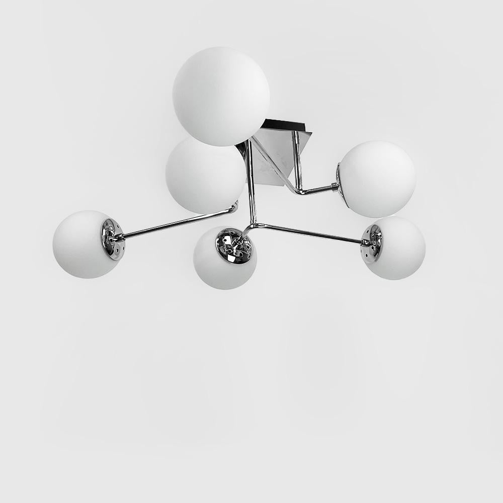 Люстра стельова молекула Light House LNF-17520/6 CH/WT із білим плафоном Хром