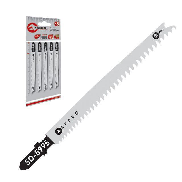 Набір полотен для лобзика Intertool для роботи по деревині та ламінату 90 мм/4,0 мм 5 шт. (122017)