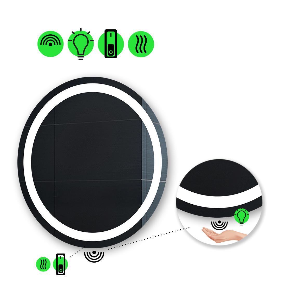 Зеркало с LED подсветкой Amica с ИК включателем и подогревом с механическим управлением 80x80 см (Amica92)