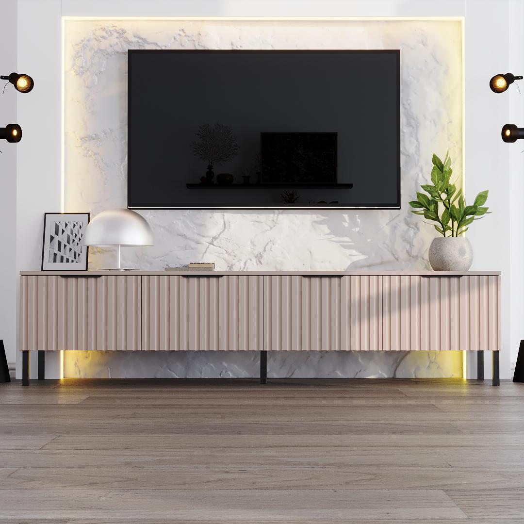 Тумба ТВ DiPortes Саванна РЕТРО К-504 МДФ 200/46/35 см Кашемір (01432)