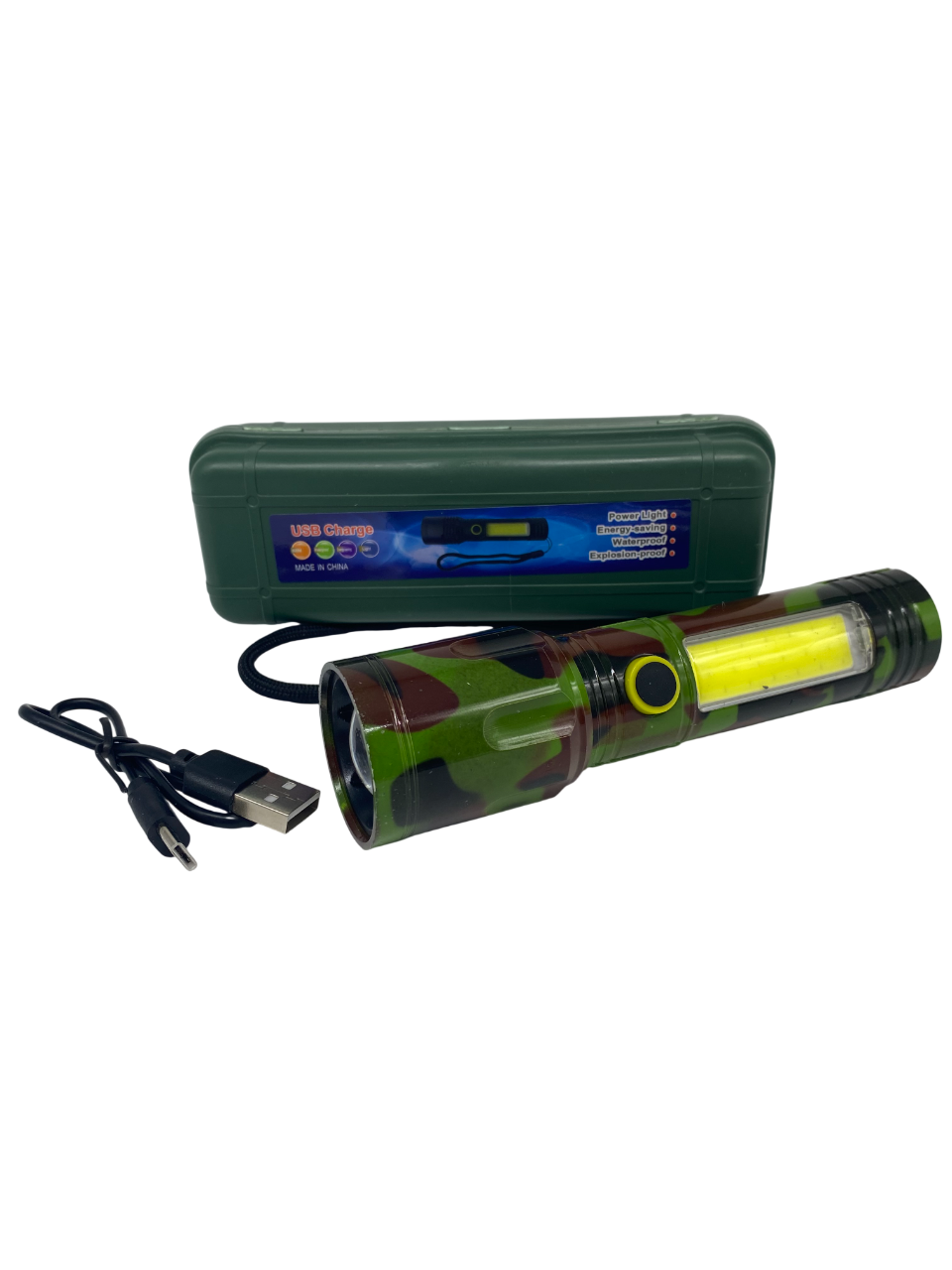 Ліхтарик LED zoom Type-c 6 режимів в коробці Камуфляж
