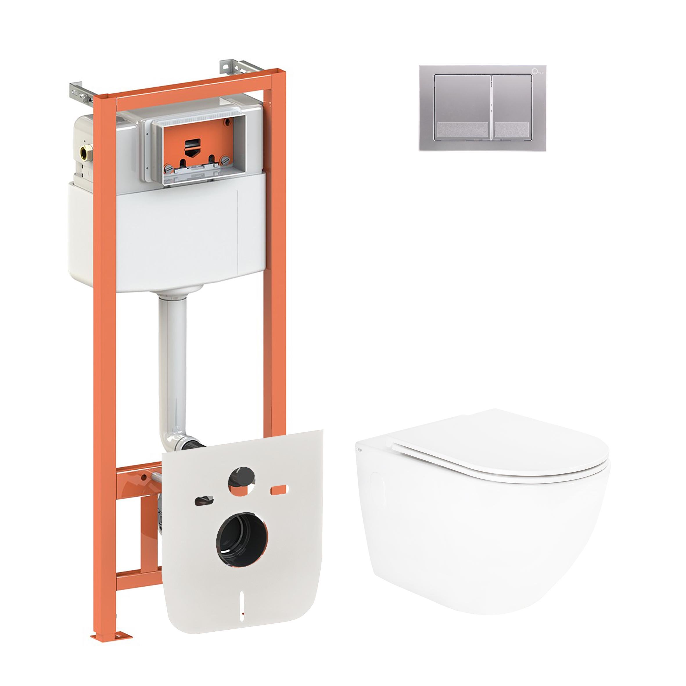 Комплект инсталляции Q-tap Nest QT13332141ERW0133M425M06029SAT с унитазом кнопка Сатин (124643)