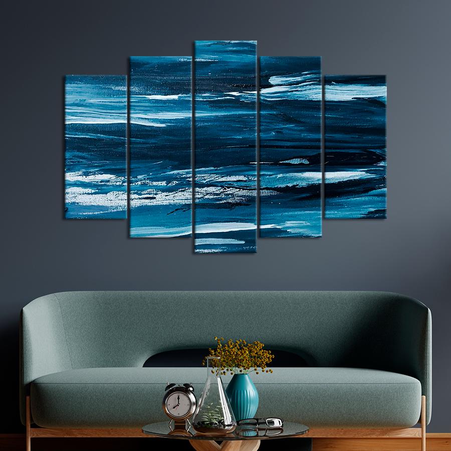 Картина Абстрактная морская синяя поверхность 187x119 см (A921-5)