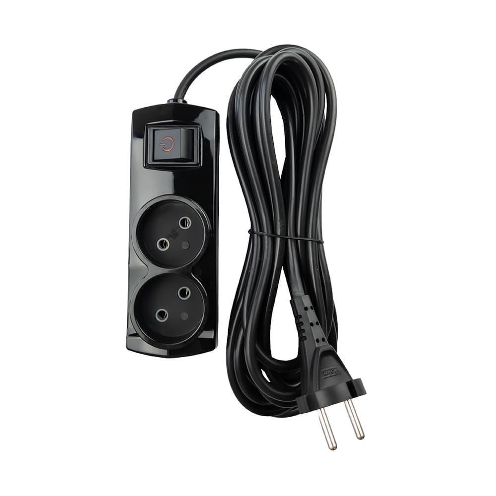 Подовжувач двомісний Violux без заземлення з вимикачем 5 м Чорний (920472)