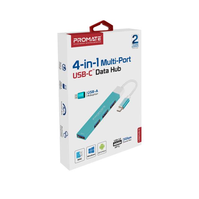 USB-С хаб Promate LiteHub-4 3xUSB 2.0 USB 3.0 Blue - фото 7