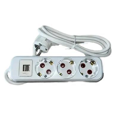 Подовжувач HOROZ ELECTRIC з заземленням 3/2 м USB 3х1 мм2 16A 250V (200-302-305)