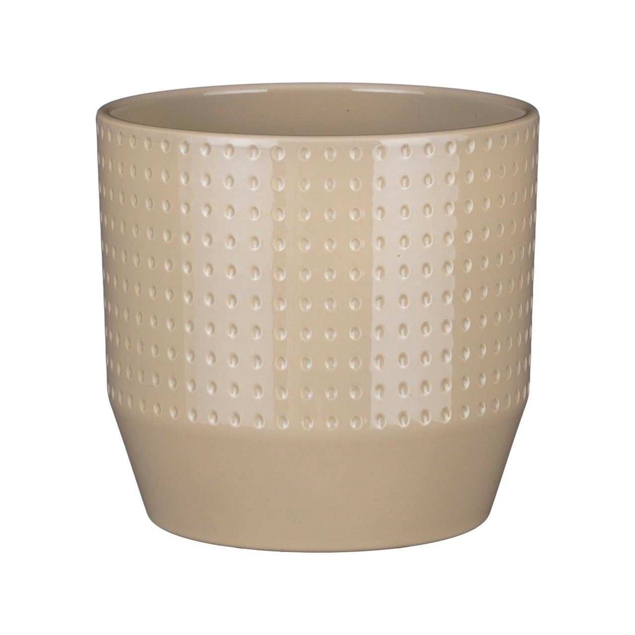 Кашпо Edelman Nola pot round рельефный 19,5х18 см Бежевый (A-025758)