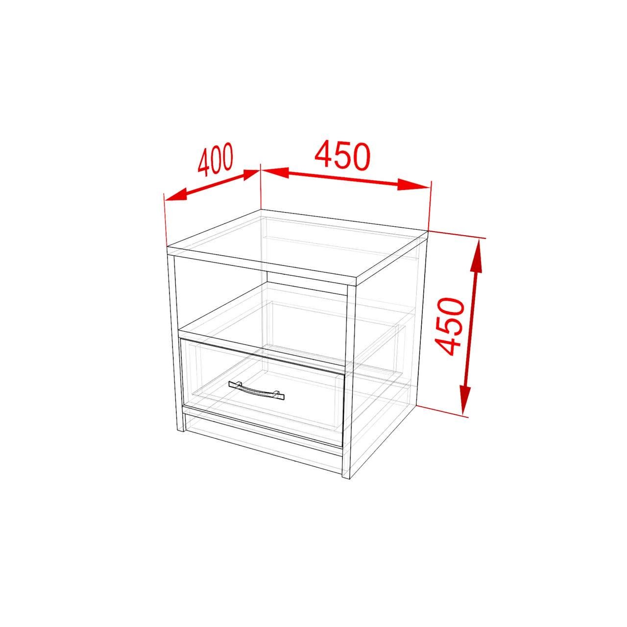 Тумба прикроватная для спальни Aura с выдвижным ящиком и полкой 45х45х40 см (000050577) - фото 3 Тумба прикроватная для спальни Aura с выдвижным ящиком и полкой 45х45х40 см (000050577) - фото 3