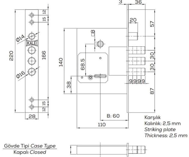 Сувальдный замок Kale 257LX планки с покрытием хром с дополнительным ригелем 5 ключей бексет 60 мм (1-30182) - фото 2 Сувальдный замок Kale 257LX планки с покрытием хром с дополнительным ригелем 5 ключей бексет 60 мм (1-30182) - фото 2