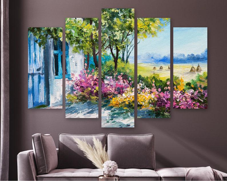 Модульная картина на холсте из пяти частей KIL Art Цветущий сад 187x119 см (M51_XL_11)
