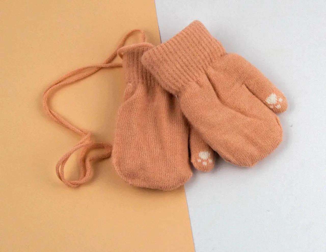 Детские перчатки на меху 1-3 года р. 5 Пудровый (24-25-104)
