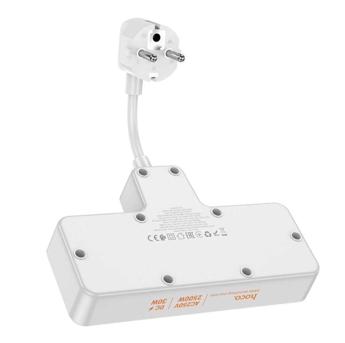 Мережевий подовжувач Hoco AC12A Reise 2-position Exspancion Socket PD30W/1C3A White - фото 7