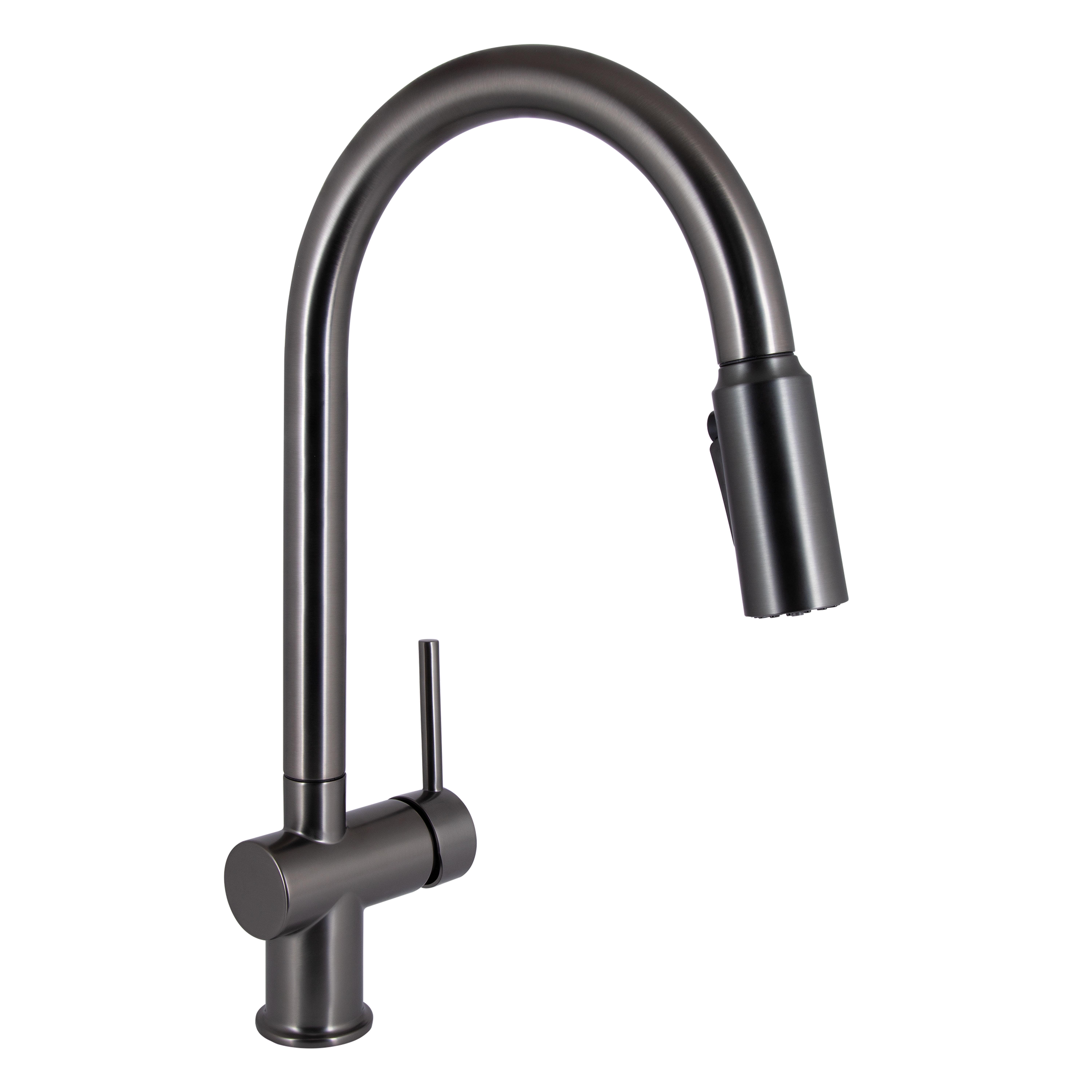 Смеситель для кухни Qtap Rozcesti с выдвижным изливом с подключением для питьевой воды QTROZ366GMB45939 Gunmetal PVD Black