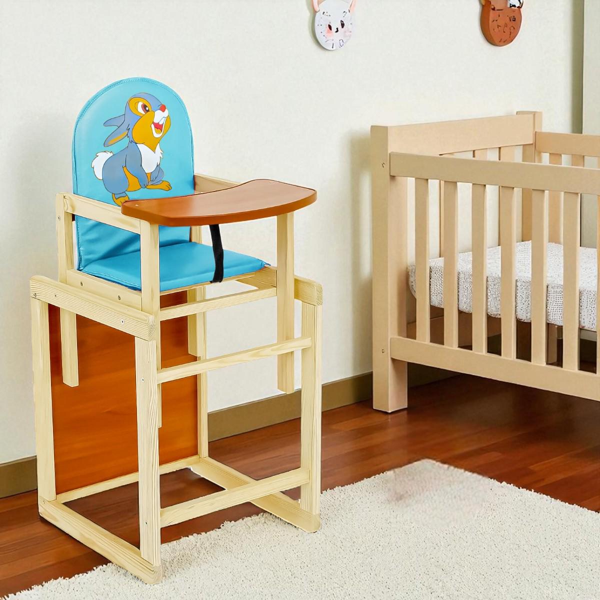 Стульчик для кормления Мася Серый зайчик Голубой (№2051) - фото 2 Стульчик для кормления Мася Серый зайчик Голубой (№2051) - фото 2