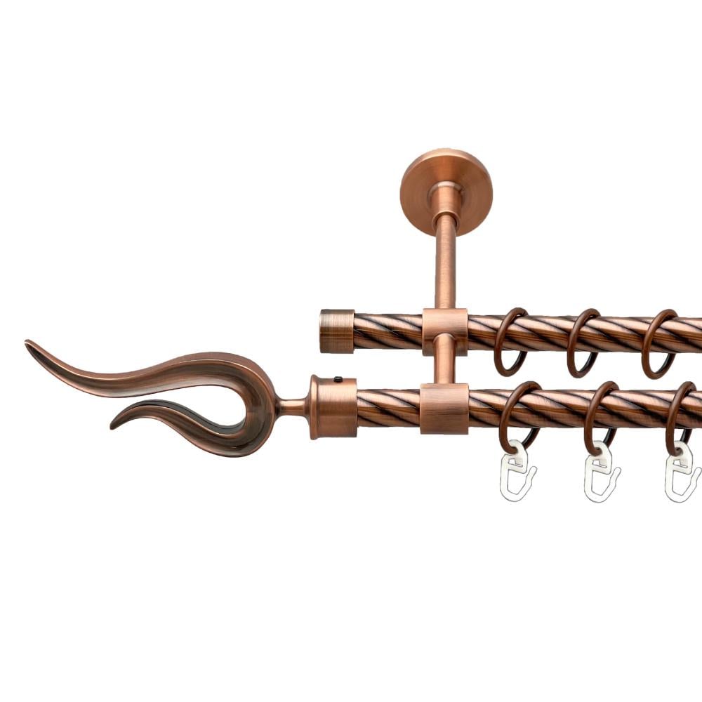 Карниз Orvit Віоло металевий дворядний закритий скручена труба кільце металеве 16/16 мм 200 см Мідь (00-00025280)
