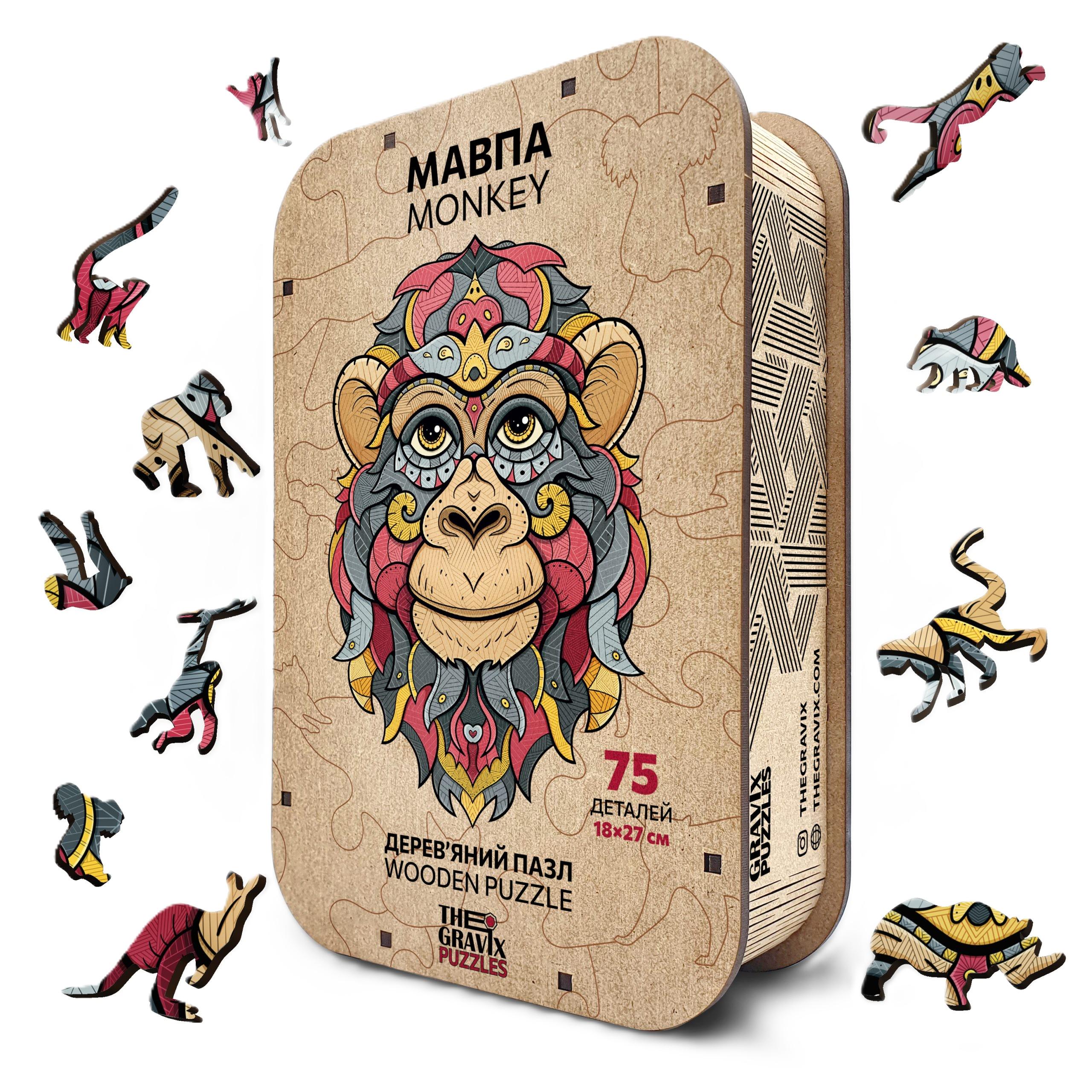 Пазл деревянный THEGRAVIX Обезьяна фигурная (28176450)