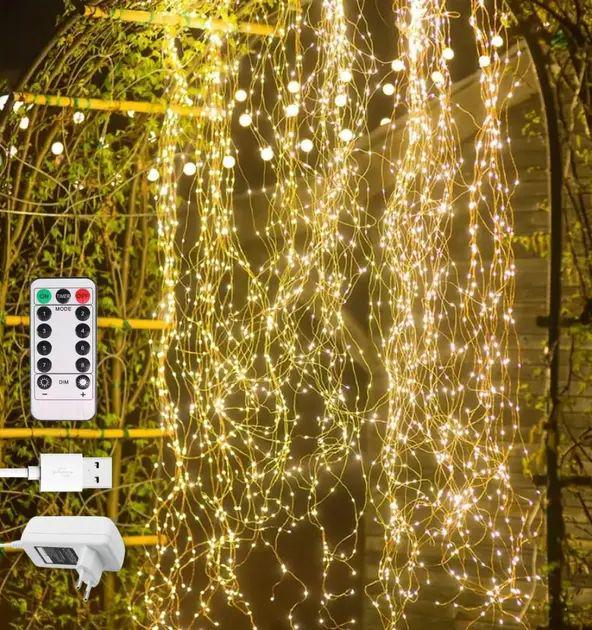 Гірлянда смарт Кінський хвіст Bluetooth USB 20 ниток по 2 м з керуванням через додаток і пультом (opt-105146)