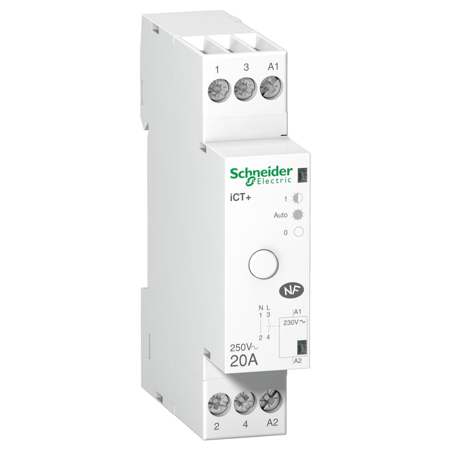 Контактор модульный с ручным управлением Schneider Electric Acti9 ICT+ 1P 20A 1NO 230V (A9C15031)